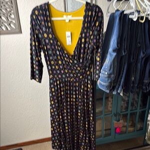 NWT Maeve Anthropologie Floral Black Dress with Yellow Accents, Size M